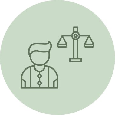 Avukat vektör ikonu. İnce çizgi çizimi. beyaz arkaplanda izole.