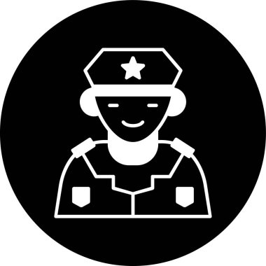 Askeri Subay simgesi, vektör çizimi basit tasarım