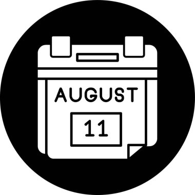 11 Ağustos Tarih simgesi, vektör illüstrasyonu basit tasarım