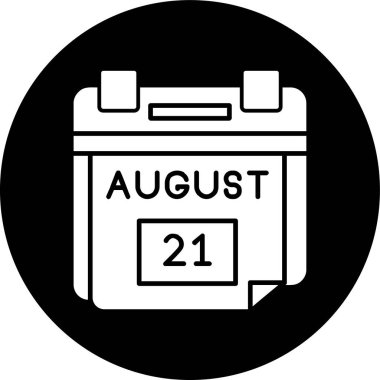 21 Ağustos Tarih simgesi, vektör illüstrasyonu basit tasarım