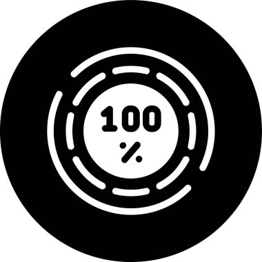 Yüzde-100 simgesi, vektör illüstrasyonu basit tasarım