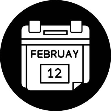 12 Şubat Tarih simgesi, vektör illüstrasyonu basit tasarım