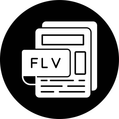 FLV Dosya simgesi, vektör illüstrasyonu basit tasarım