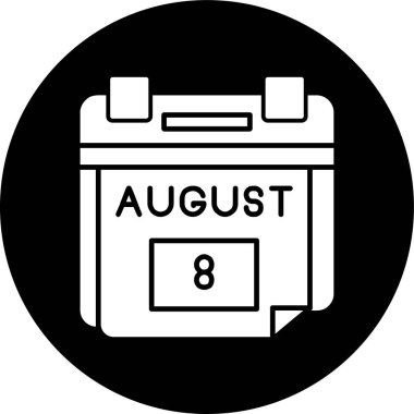 8 Ağustos Tarih simgesi, vektör illüstrasyonu basit tasarım