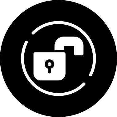 Kilit açma simgesi, vektör illüstrasyonu basit tasarım