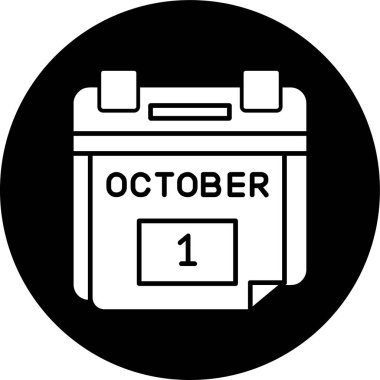 1 Ekim Tarih simgesi, vektör illüstrasyonu basit tasarım