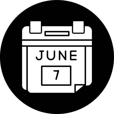 7 Haziran Tarih simgesi, vektör illüstrasyonu basit tasarım