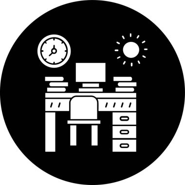 Çalışma Saati simgesi, vektör illüstrasyonu basit tasarım