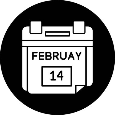 14 Şubat Tarih simgesi, vektör illüstrasyonu basit tasarım