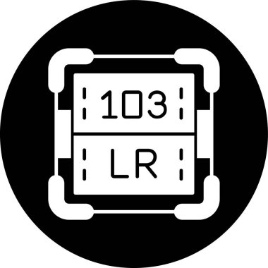 Lawrencium simgesi, vektör illüstrasyonu basit tasarım