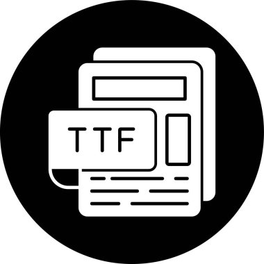 TTF Dosya simgesi, vektör illüstrasyonu basit tasarım