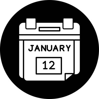 12 Ocak Tarih simgesi, vektör illüstrasyonu basit tasarım