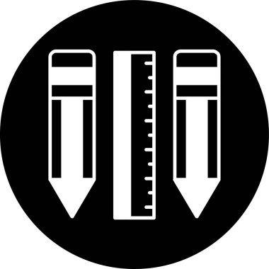 Kalem ve cetvel simgesi, vektör illüstrasyonu basit tasarım