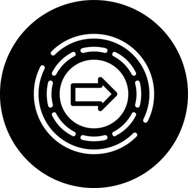 Ok-daire-sağ simge, vektör illüstrasyonu basit tasarım