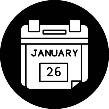 26 Ocak Tarih simgesi, vektör illüstrasyonu basit tasarım