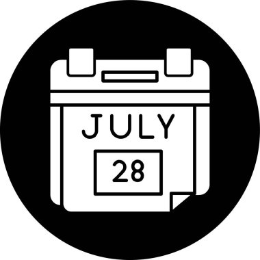 28 Temmuz Tarih simgesi, vektör illüstrasyonu basit tasarım