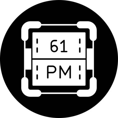 Prometyum simgesi, vektör illüstrasyonu basit tasarım