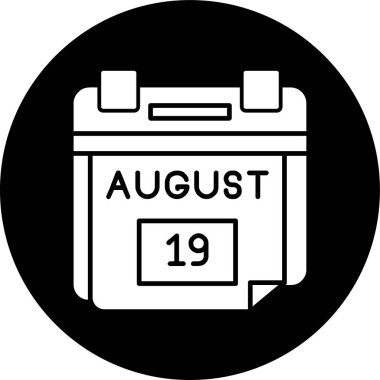 19 Ağustos Tarih simgesi, vektör illüstrasyonu basit tasarım