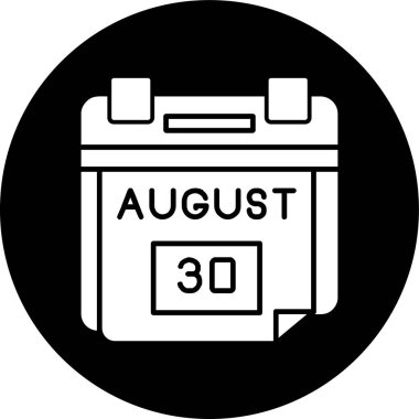 30 Ağustos Tarih simgesi, vektör illüstrasyonu basit tasarım