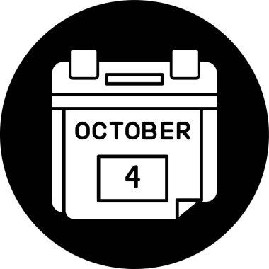 4 Ekim Tarih simgesi, vektör illüstrasyonu basit tasarım