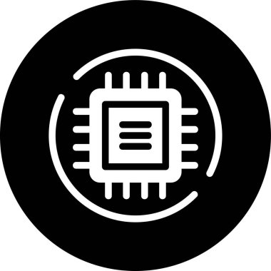 Mikroçip simgesi, vektör illüstrasyonu basit tasarım