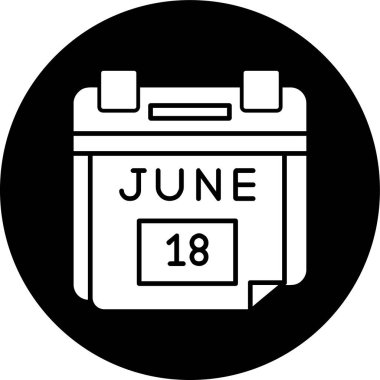 18 Haziran Tarih simgesi, vektör illüstrasyonu basit tasarım