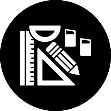 Cetvel ve Kalem simgesi, vektör illüstrasyonu basit tasarım