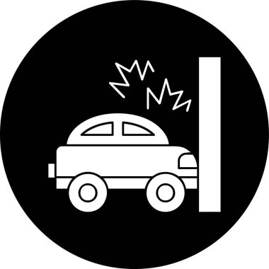 Kaza Araba simgesi, vektör illüstrasyonu basit tasarım