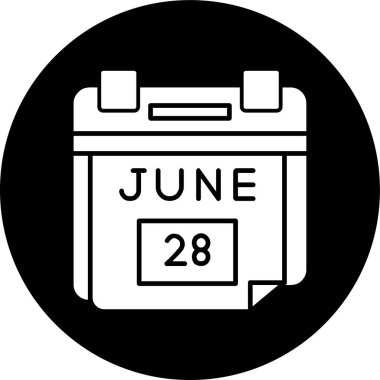 28 Haziran Tarih simgesi, vektör illüstrasyonu basit tasarım