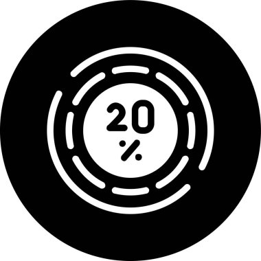 Yüzde-20 simgesi, vektör illüstrasyonu basit tasarım
