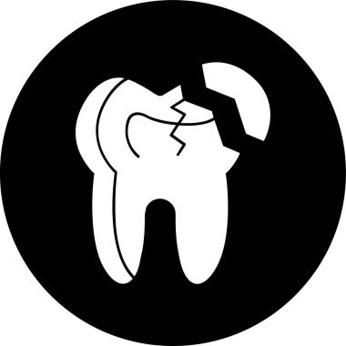 Kırık Diş simgesi, vektör illüstrasyonu basit tasarım