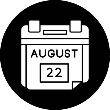 22 Ağustos Tarih simgesi, vektör illüstrasyonu basit tasarım