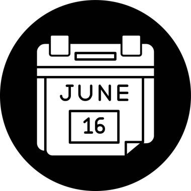 16 Haziran Tarih simgesi, vektör illüstrasyonu basit tasarım