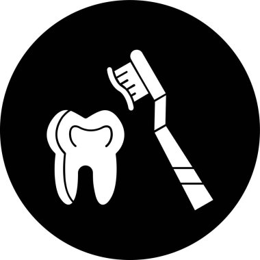 Diş fırçalama simgesi, vektör illüstrasyonu basit tasarım