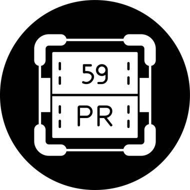 Praseodim simgesi, vektör illüstrasyonu basit tasarım