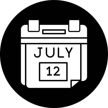 12 Temmuz Tarih simgesi, vektör illüstrasyonu basit tasarım