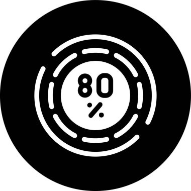 Yüzde 80 simgesi, vektör illüstrasyonu basit tasarım