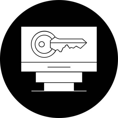 Kilitli Bilgisayar simgesi, vektör illüstrasyonu basit tasarım