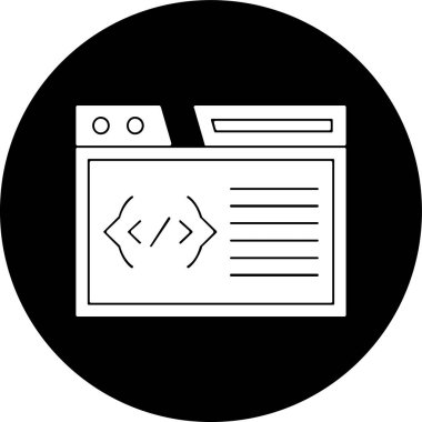 kod web simgesi, vektör illüstrasyonu