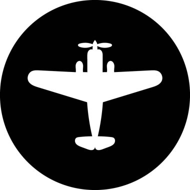 propeller airplane top view icon in black circle