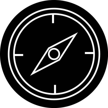 Manyetik Pusula 'nın Beyaz Dış Çizgisiyle Siyah Çember Simgesi