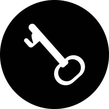 Siyah Çemberdeki Klasik İskelet Anahtar Simgesi - Antika Güvenlik ve Erişim Sembolü