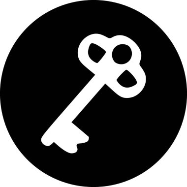 Vintage Skeleton Key Icon in Black Circle - Antique Security and Access Symbol