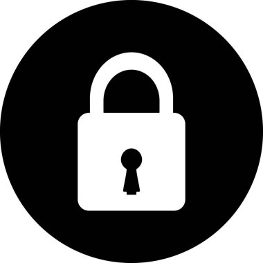 Locked Padlock Circular Icon - Security Bolt with Keyhole on Black Background