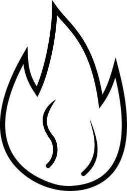 Basit Ateş Alevi Simgesi - Minimalist Kara Sıcaklık ve Enerji Sembolü