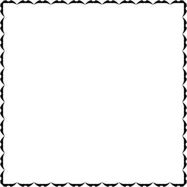Basit Dalgalı Geometrik Kare Çerçevesi - Siyah Süslü Sınır Tasarımı