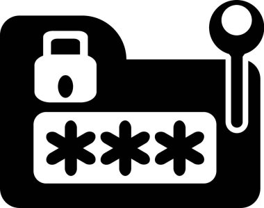 Güvenli Parola Dizini Simgesi - Siyah Siluet Şifrelenmiş Veri ve Dosya Gizliliği Sembolü