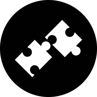 Bulmaca Parçaları Bağlanıyor Simgesi - Siluet Eklentisi ve Bütünleşme Simgesi Siyah Çember