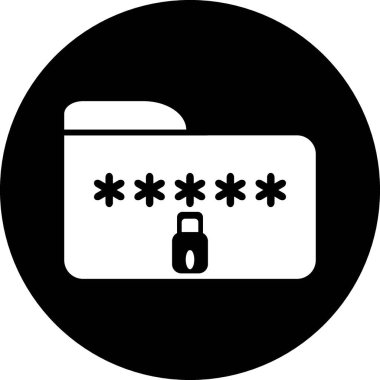 Veri Şifreleme Dizini Simgesi - Siluet Parola Korumalı Dosya Siyah Çember