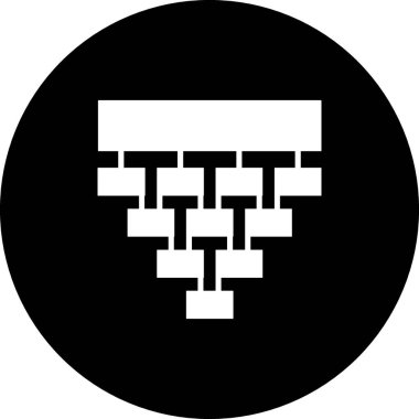 Ters Piramit Şeması Simgesi - Siluet Örgütsel Hiyerarşi ve Veritabanı Yapısal Sembolü